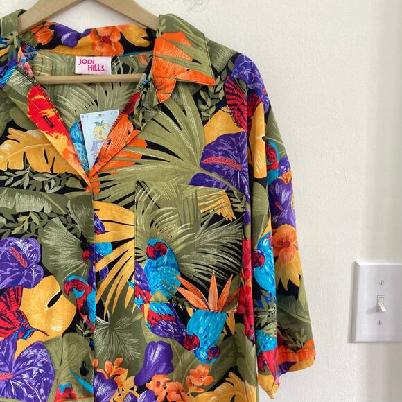Vintage Jodi HIlls Bright Tropical Button Up Shirt - Picture 3 of 6